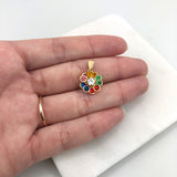 18K Gold Layered Multicolor Rhinestones Flower Shape Pendant 31.0023/2/17/29/30