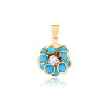 18K Gold Layered Multicolor Rhinestones Flower Shape Pendant 31.0023/2/17/29/30