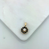 18K Gold Layered Multicolor Rhinestones Flower Shape Pendant 31.0023/2/17/29/30