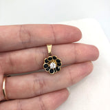 18K Gold Layered Multicolor Rhinestones Flower Shape Pendant 31.0023/2/17/29/30