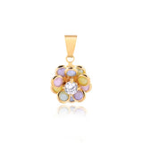 18K Gold Layered Multicolor Rhinestones Flower Shape Pendant 31.0023/2/17/29/30