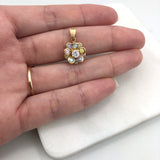 18K Gold Layered Multicolor Rhinestones Flower Shape Pendant 31.0023/2/17/29/30