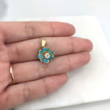 18K Gold Layered Multicolor Rhinestones Flower Shape Pendant 31.0023/2/17/29/30