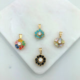 18K Gold Layered Multicolor Rhinestones Flower Shape Pendant 31.0023/2/17/29/30