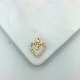 18K Gold Layered Clear Cubic Zirconia Heart Shape 15th Birthday Quinceañera Pendant 31.0030/1