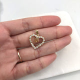 18K Gold Layered Clear Cubic Zirconia Heart Shape 15th Birthday Quinceañera Pendant 31.0030/1