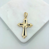 18K Gold Layered Black Enamel Holy Cross Religious Pendant 31.0034/2