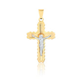 18K Gold Layered Two Tones Texturized Jesus Cross Charm 31.0042