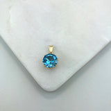 18K Gold Filled Oro Laminado Assorted Color Rhinestone Pendant 31.0048/1/2/3/4/5/6/7/9