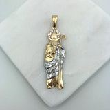 18K Gold Layered Tri-Tone Clear CZ 70 mm Saint Judas Pendant 31.0064/1