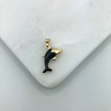 18K Gold Layered Enamel Dolphin Shape Pendant 31.0073/1/2/3