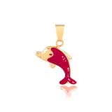 18K Gold Layered Enamel Dolphin Shape Pendant 31.0073/1/2/3