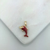 18K Gold Layered Enamel Dolphin Shape Pendant 31.0073/1/2/3