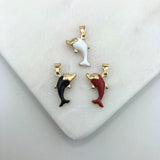 18K Gold Layered Enamel Dolphin Shape Pendant 31.0073/1/2/3