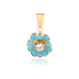 18K Gold Layered Clear Cubic Zirconia Center with Assorted Rhinestone Flower Design Pendant 31.0079/3/6/30/92