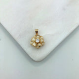 18K Gold Layered Clear Cubic Zirconia Center with Assorted Rhinestone Flower Design Pendant 31.0079/3/6/30/92