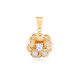 18K Gold Layered Clear Cubic Zirconia Center with Assorted Rhinestone Flower Design Pendant 31.0079/3/6/30/92