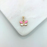 18K Gold Layered White & Pink Enamel Butterfly Design Kids Charm 31.0124/7