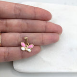 18K Gold Layered White & Pink Enamel Butterfly Design Kids Charm 31.0124/7