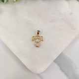 18K Gold Layered Clear Cubic Zirconia Girl Shape Charm 33.0129