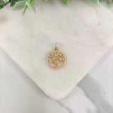 18K Gold Layered Clear & Multicolor Cubic Zirconia Tree of Life Shape Charm 33.0133