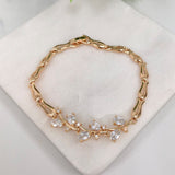 18K Gold Layered Clear Cubic Zirconia Gold Linked Bracelet 73.0133-7.5