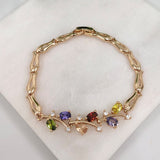 18K Gold Layered Multicolor Cubic Zirconia Gold Linked Bracelet 73.0138-7.5