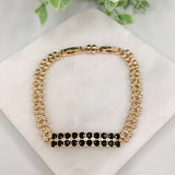 18K Gold Layered Black Cubic Zirconia Gold Linked Bracelet 73.0144-7.5