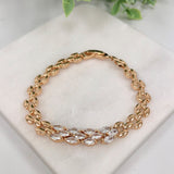 18K Gold Layered Clear Cubic Zirconia Gold Linked Bracelet 73.0232-7.5