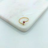 18K Gold Layered Pink Cubic Zirconia Adjustable Open-Front Kids Ring 81.0039/7