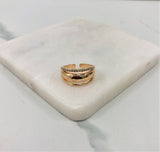 18K Gold Filled Oro Laminado Clear Cubic Zirconia Adjustable Ring 83.0109